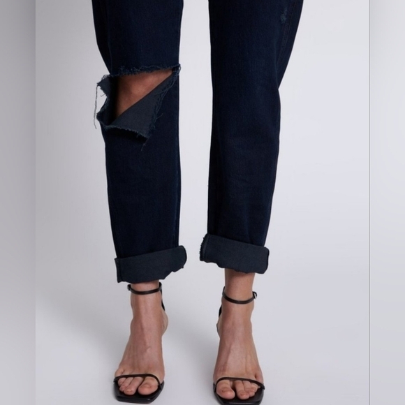 ONETEASPOON Shabbies Drawstring Boyfriend Jeans Distressed Fox Black Size XL - Picture 12 of 16